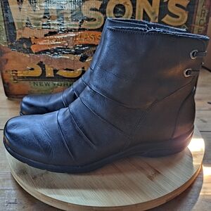 Clarks Ankle Booties, Women Size 9.5, Black Leather Christine Tilt Booties